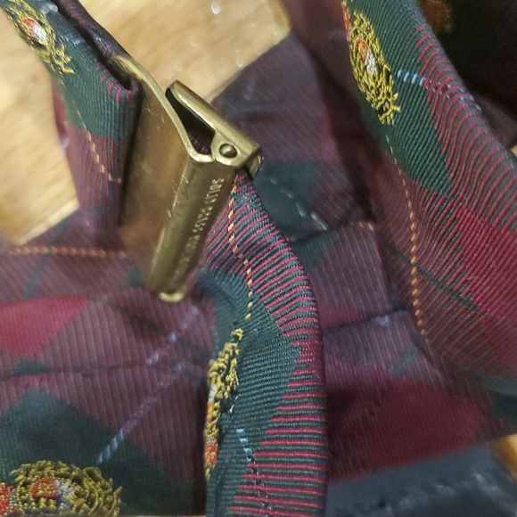 Vintage Polo Ralph Lauren Silk Plaid Crest Brass Leather Suspenders - Picture 14 of 16